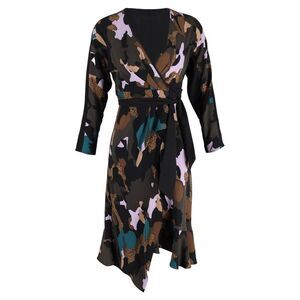 Diane Von Furstenberg Printed Wrap Dress in Multicolor Viscose